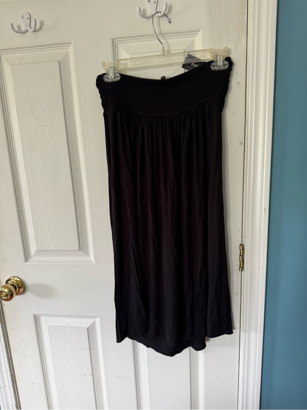 Express Black Strapless Ruched Maxi Skirt - Picture 3 of 3